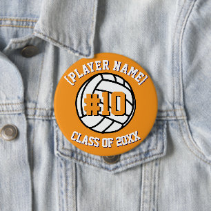 Oranje aangepaste volleybalspeler en klasse ronde button 4,0 cm