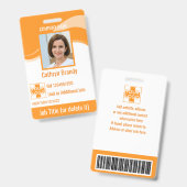 Oranje aangepaste werknemersbeveiligings-ID, logo, Badge (Voor- en achterkant)