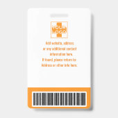 Oranje aangepaste werknemersbeveiligings-ID, logo, Badge (Achterkant)