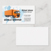 Oranje Aanhangwagen Truck | Digitale Wereldkaart Visitekaartje (Voorkant / Achterkant)