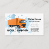Oranje Aanhangwagen Truck | Digitale Wereldkaart Visitekaartje (Voorkant)
