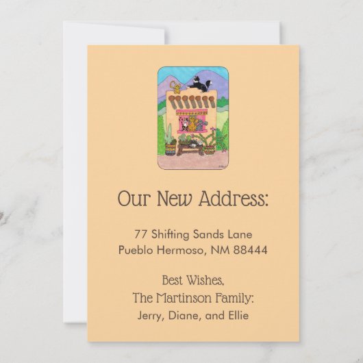 Oranje aankondiging Adobe House & Cats (Achterkant)