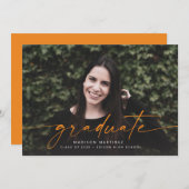 Oranje aankondiging Afstuderen Afstuderen script (Voorkant / Achterkant)