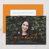 Oranje aankondiging Afstuderen Afstuderen script (Voorkant / Achterkant)