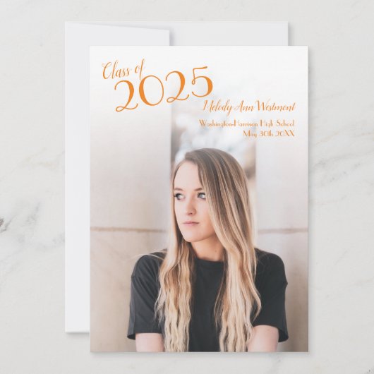 Oranje aankondiging Afstuderen witschool (Voorkant)