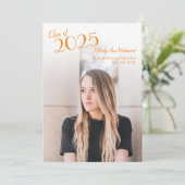 Oranje aankondiging Afstuderen witschool (Staand voorkant)