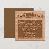 Oranje aanpasbare blokhut verhuisuitnodigingen kaart (Voorkant / Achterkant)