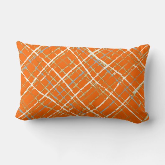 Oranje aanraking met grijs blauw groen eiwit gepla kussen (Achterkant)