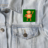 Oranje aap vierkante button 5,1 cm (In situ)