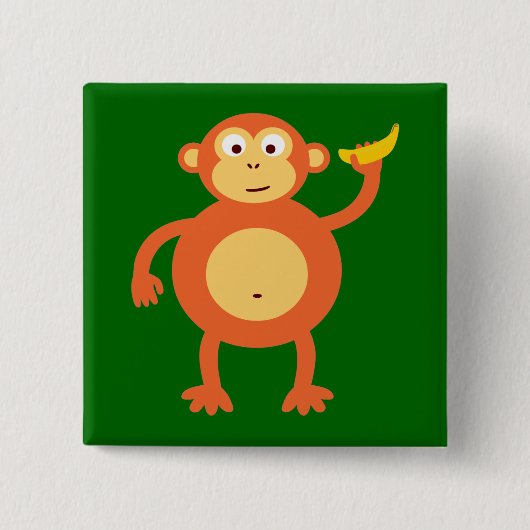 Oranje aap vierkante button 5,1 cm (Voorkant)