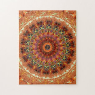 Oranje Aarde Kaleidoscope Mandala Jigzaag Puzzle Legpuzzel
