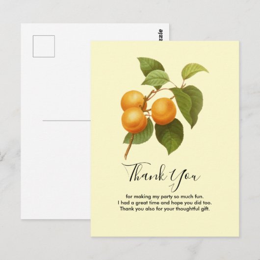  Oranje abrikozen Waterverf Dank u wel Briefkaart (Voorkant / Achterkant)