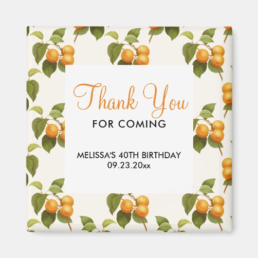  Oranje abrikozen Waterverf Dank u wel Magneet (Voorkant)