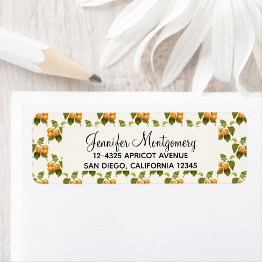  Oranje Abrikozen Waterverf Patroon Etiket (Insitu)