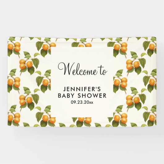  Oranje Abrikozen Waterverf Patroonpartij Spandoek (Horizontaal)