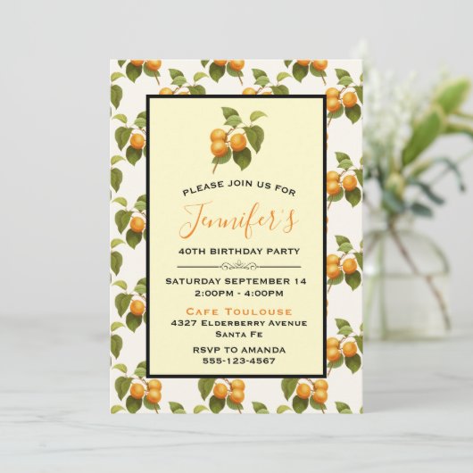 Oranje Abrikozen Waterverf Pattern Birthday Kaart (Staand voorkant)