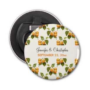  Oranje Abrikozen Waterverf Pattern Wedding Button Flesopener