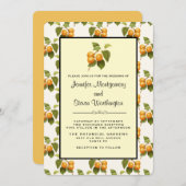  Oranje Abrikozen Waterverf Pattern Wedding Kaart (Voorkant / Achterkant)
