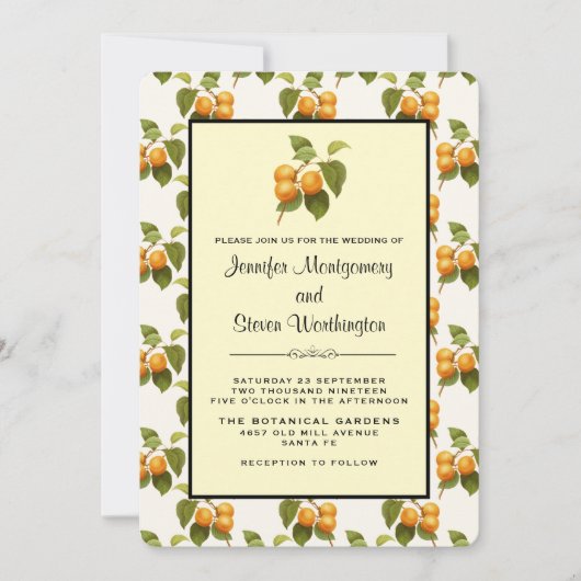  Oranje Abrikozen Waterverf Pattern Wedding Kaart (Voorkant)