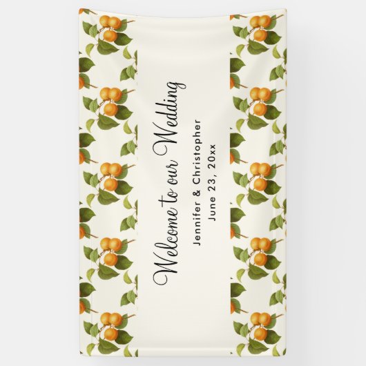 Oranje Abrikozen Waterverf Pattern Wedding Spandoek (Verticaal)