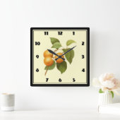 Oranje Abrikozen Waterverf Tekening Vierkante Klok (Huis)