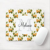  Oranje Abrikozenpatroon Waterverf Monogram Muismat (Met muis)