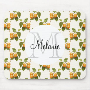 Oranje Abrikozenpatroon Waterverf Monogram Muismat