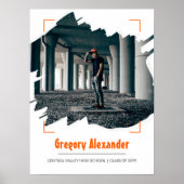 Oranje Abstract Afstuderen van de Borstelfoto van Poster (Voorkant)