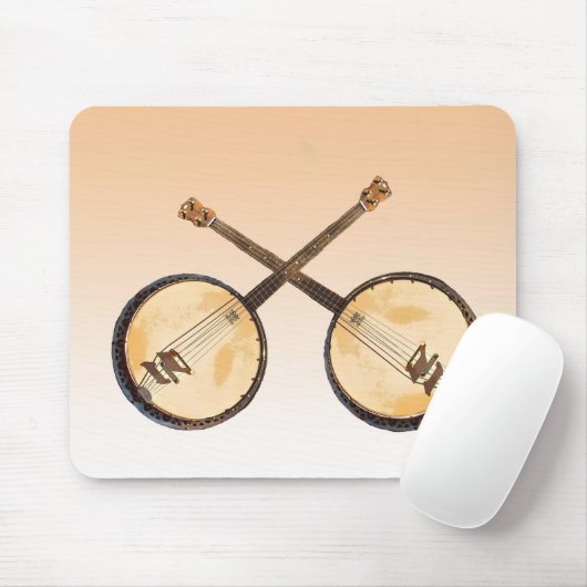 Oranje Abstract banjo Music Instrument Mousepad Muismat (Met muis)