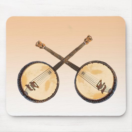 Oranje Abstract banjo Music Instrument Mousepad Muismat (Voorkant)