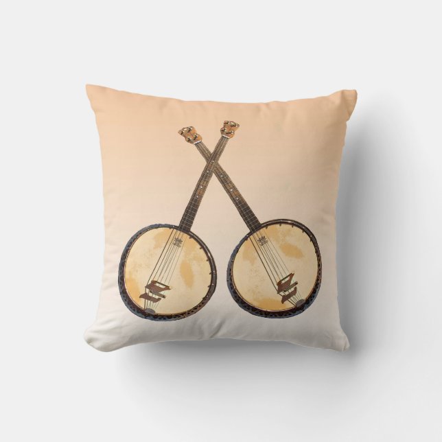 Oranje Abstract banjo Music Instrument Pillow Kussen (Voorkant)