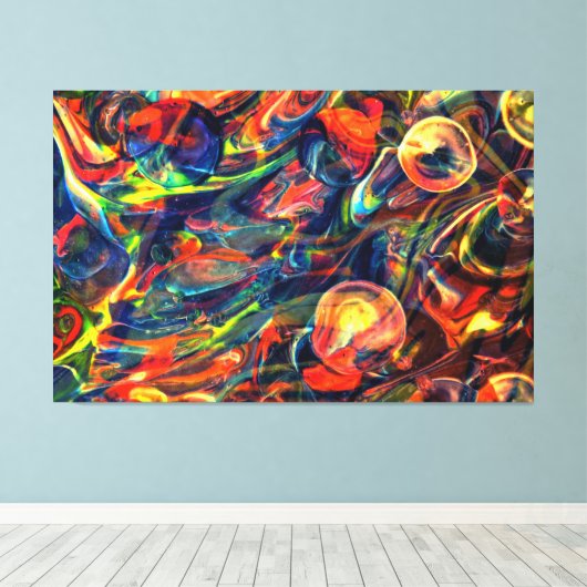 Oranje Abstract bladerdoek voor wandtapijten Multi Canvas Afdruk (Insitu (Houten vloer))