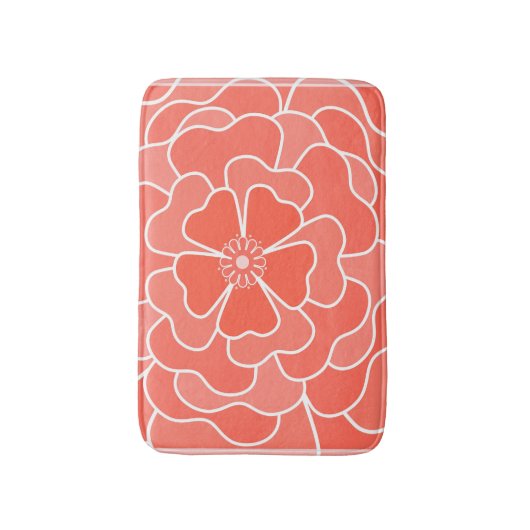 Oranje abstract bloempatroon badmat (Voorkant Verticaal)