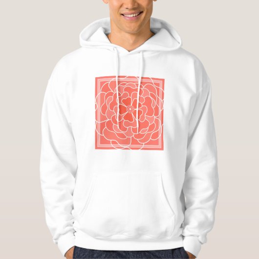Oranje abstract bloempatroon hoodie (Voorkant)