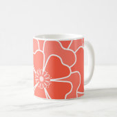 Oranje abstract bloempatroon koffiemok (Voorkant rechts)