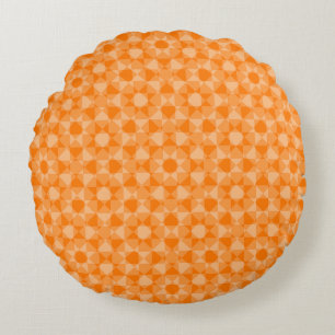 Oranje Abstract Dambordpatroon Vierkant Rond Kussen