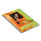 Oranje Abstract Fantasy Flower Photo Monogram Notitieboek (Rechterzijde)