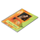 Oranje Abstract Fantasy Flower Photo Monogram Notitieboek (Linkerzijde)