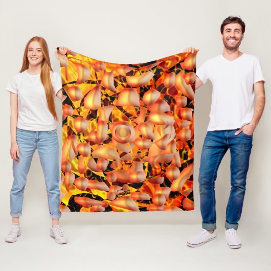 Oranje Abstract Fleece Deken (In situ)