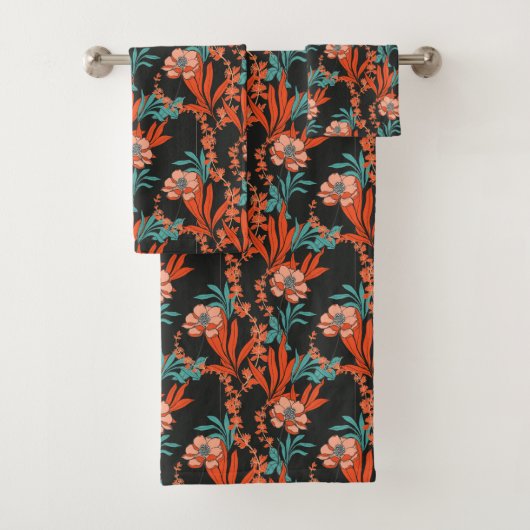 Oranje Abstract Floral Pattern Bad Handdoek (Insitu)