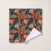 Oranje Abstract Floral Pattern Bad Handdoek (Wasdoekje)