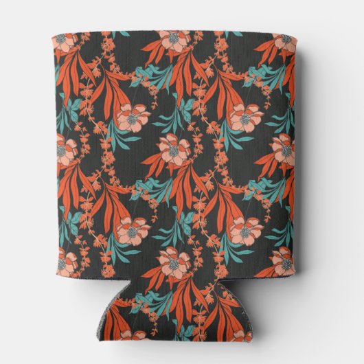 Oranje Abstract Floral Pattern Blikjeskoeler (Achterkant)