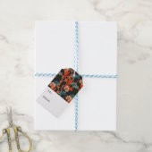 Oranje Abstract Floral Pattern Cadeaulabel (Met Touw)