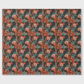 Oranje Abstract Floral Pattern Cadeaupapier (Vlak)