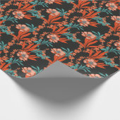 Oranje Abstract Floral Pattern Cadeaupapier (Hoek)