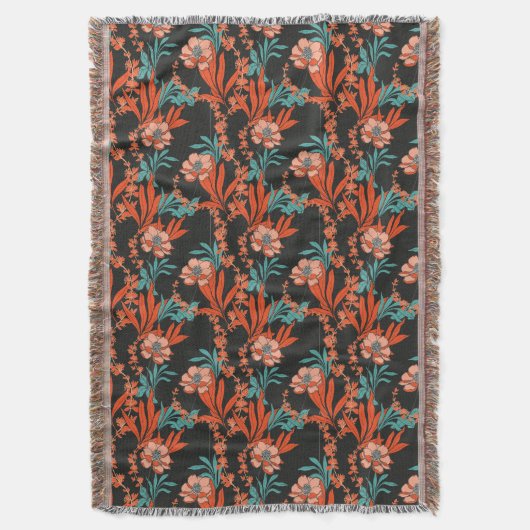 Oranje Abstract Floral Pattern Deken (Voorkant Verticaal)