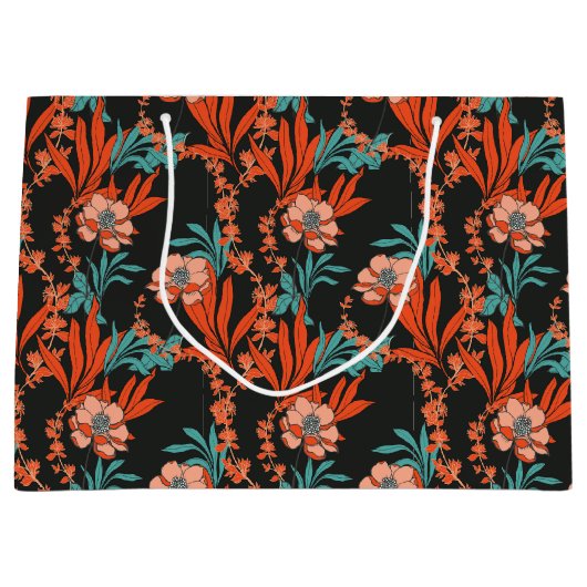 Oranje Abstract Floral Pattern Groot Cadeauzakje (Voorkant)