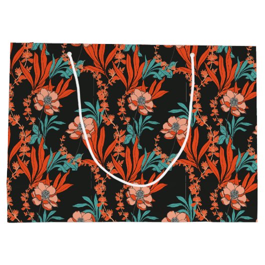Oranje Abstract Floral Pattern Groot Cadeauzakje (Achterkant)