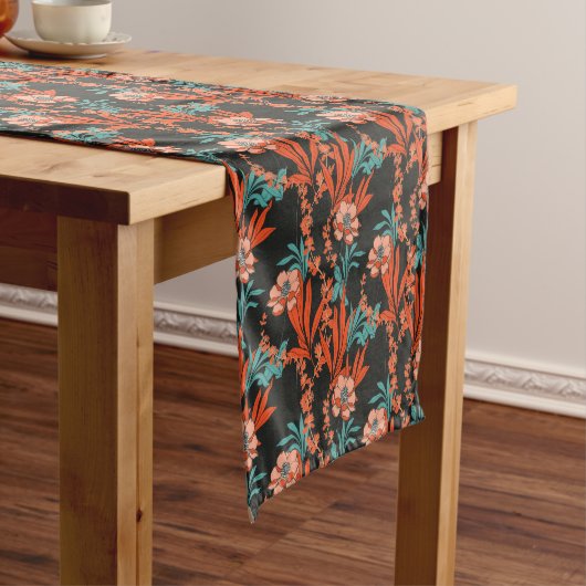 Oranje Abstract Floral Pattern Korte Tafelloper (Voorbeeld)