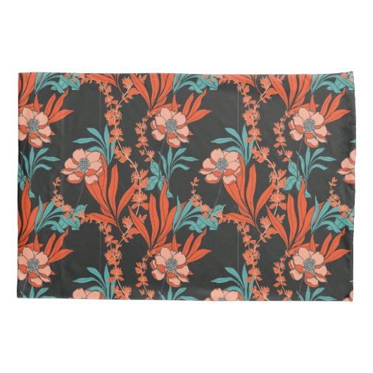 Oranje Abstract Floral Pattern Kussensloop (Achterkant-Links)